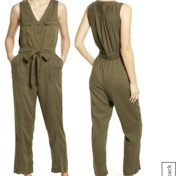 Caslon Pants - Caslon Womens Olive Sarma Nordstrom Sleeveless One Piece Jumpsuit Size Medium